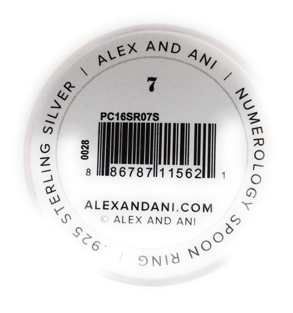 Alex and Ani "Numerology" Number, Sterling Silver Spoon Ring, Size 7-9