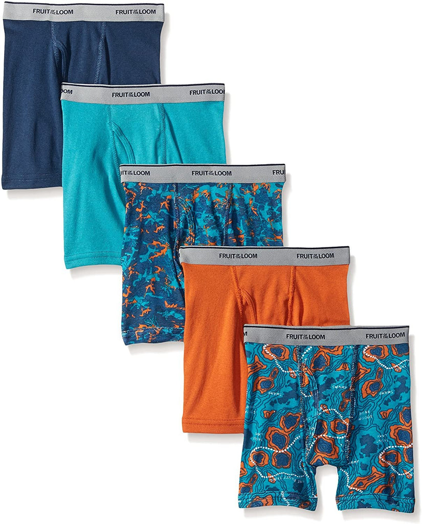 Fruit of the Loom Boys' 5 Pack Assorted Print Boxer Briefs