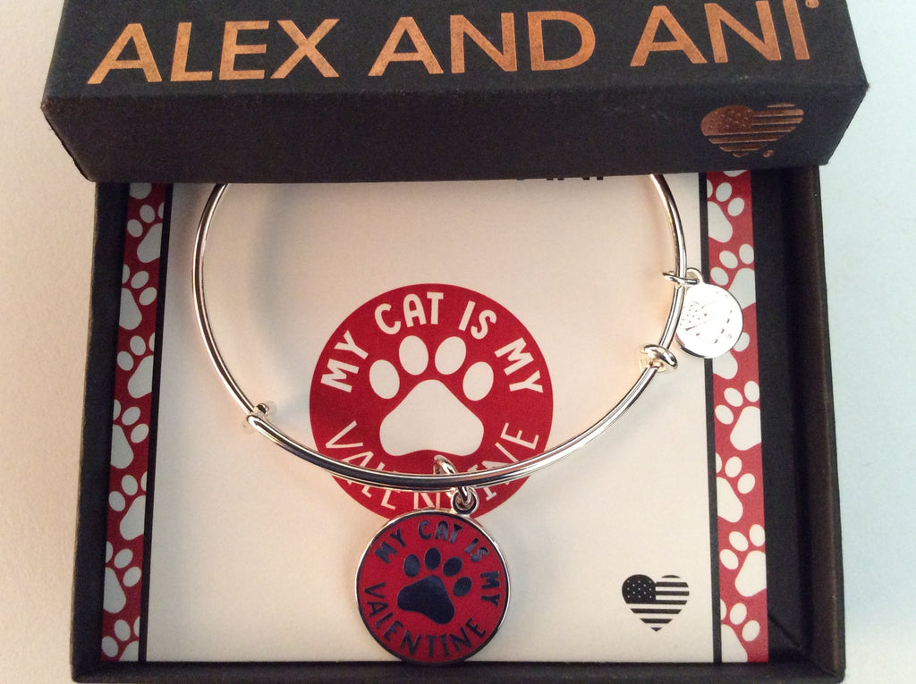 Alex and Ani Womens Charity by Design My Cat is My Valentine Bangle Bracelet