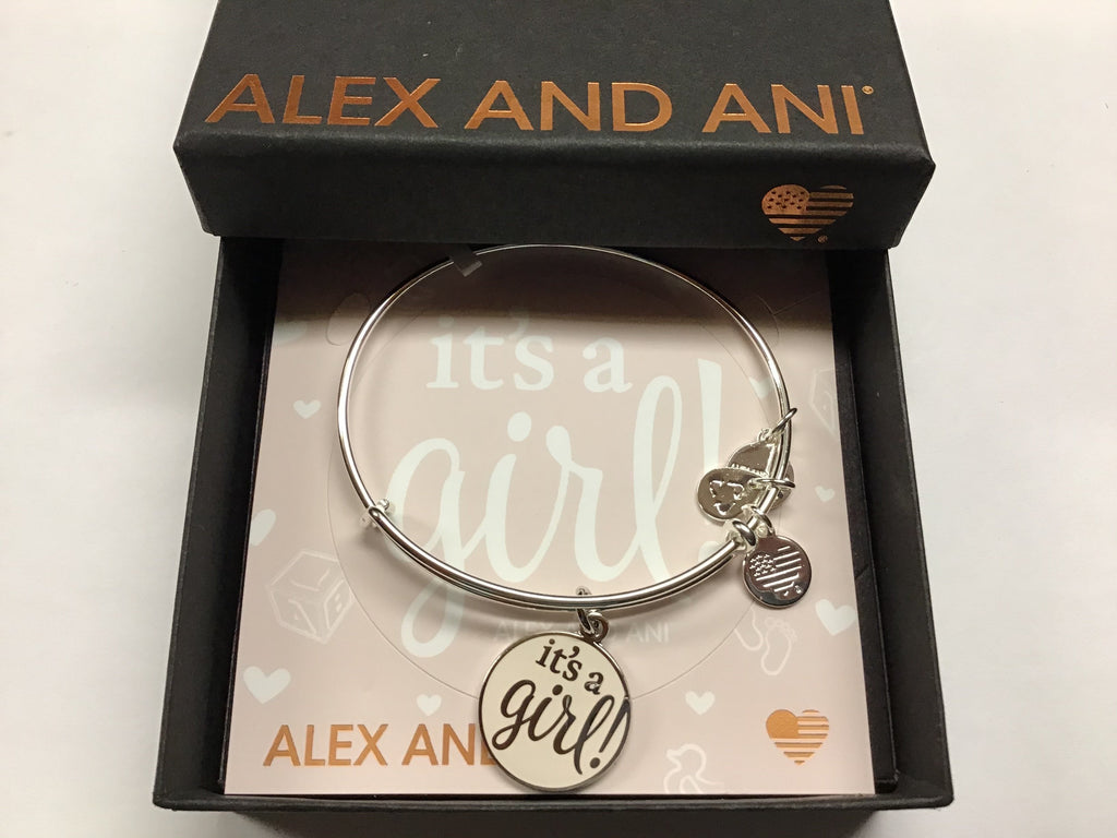 Alex and Ani Women's Color Infusion It's A Girl Bangle Bracelet, Shiny Silver, Expandable