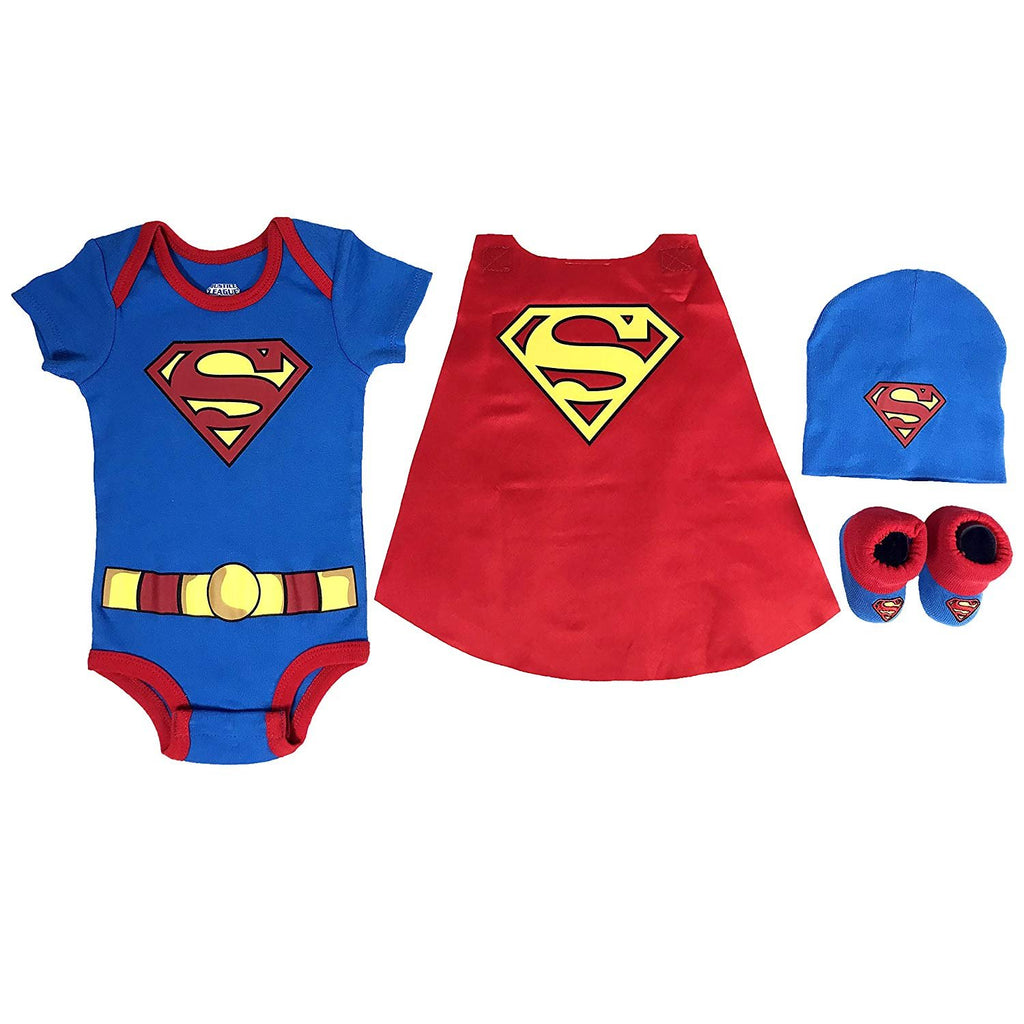 DC Comics Baby Boy's Superman, Wonder Woman, Flash, Batman 3-pc Set in Gift Box Baby Costume