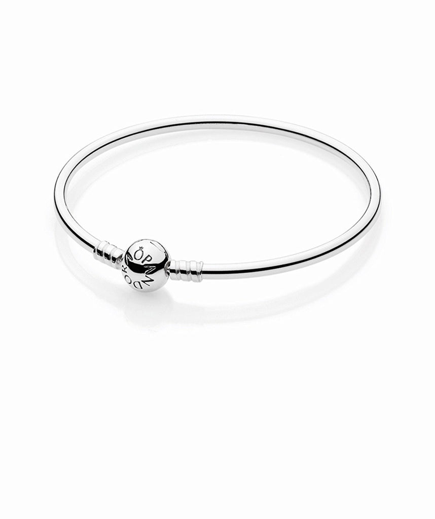 PANDORA Sterling Silver Bangle with Bead Clasp 590713-19, 7.5" (19cm)