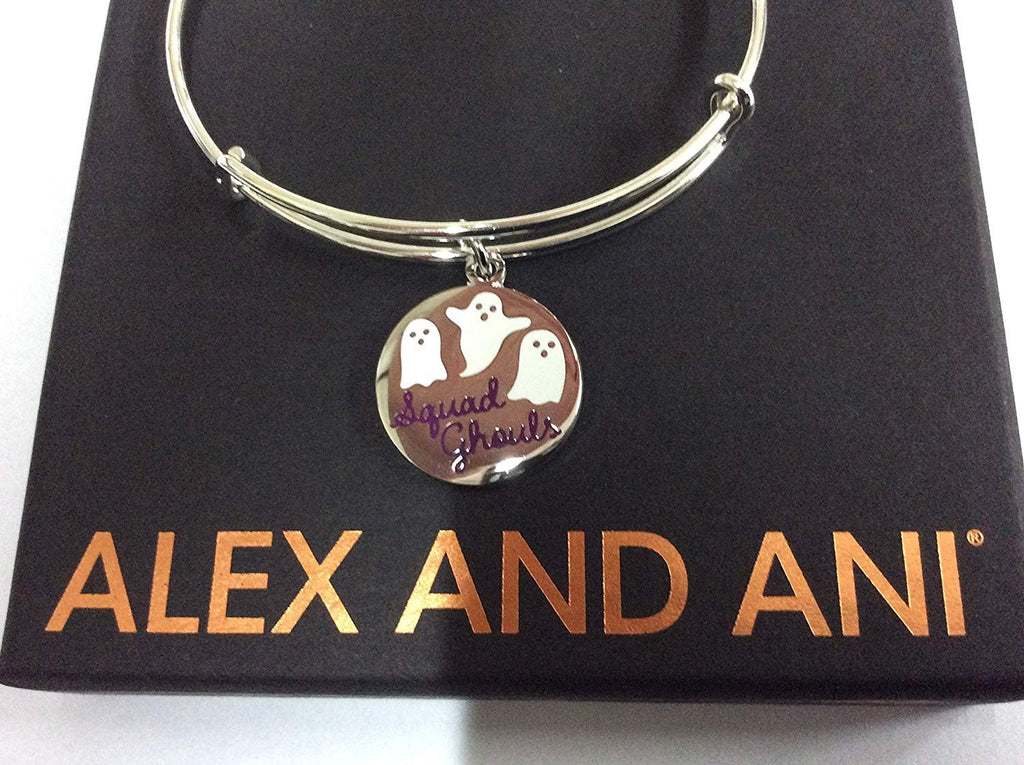 Alex and Ani Women's Color Infusion Squad Ghouls Charm Bangle, Shiny Silver