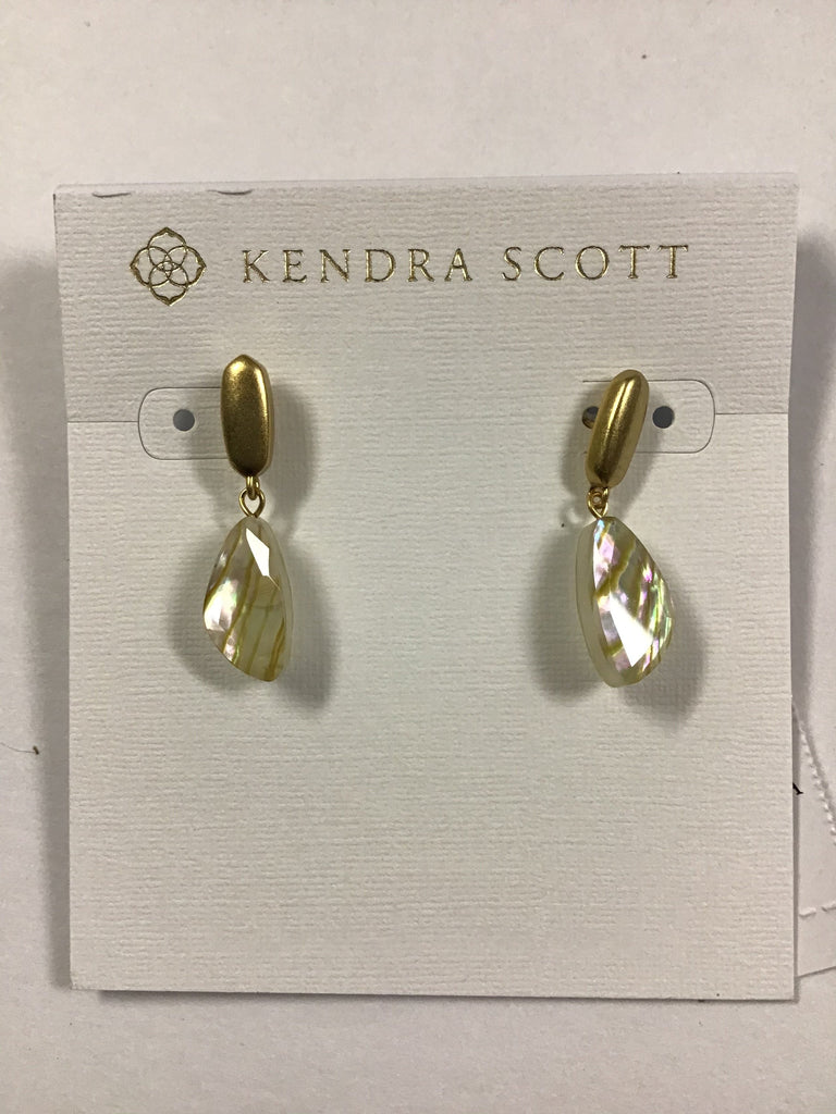 Kendra Scott Ivy Drop Earrings, Vintage Gold White Abalone