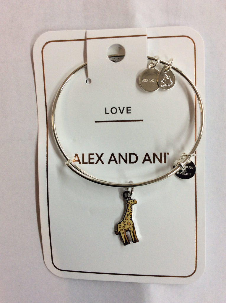 Alex and Ani Giraffe Color Infusion Bangle Bracelet Shiny Silver NWTBC