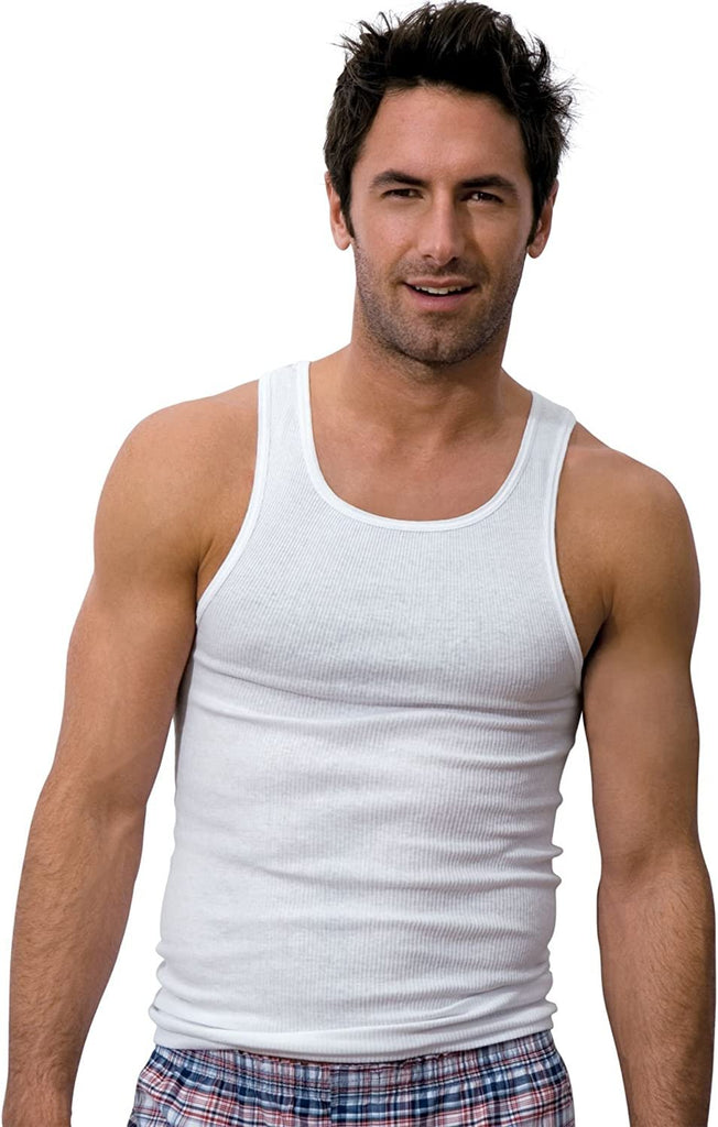 Hanes Men's Cotton Tank Undershirts Pack, Moisture-Wicking Ribbed Tanks, lightweight Cotton Tank Undershirts, 6-Pack