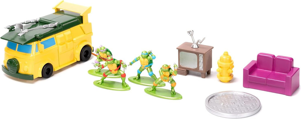 Teenage Mutant Ninja Turtles Turtle Lair Nano Scene w/ 1.65" Die-Cast Collectible Figures, Toys for Kids and Adults