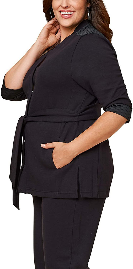 Seek No Further by Fruit of the Loom Women's Plus Size Â¾ Sleeve Stretch Tie Jacket