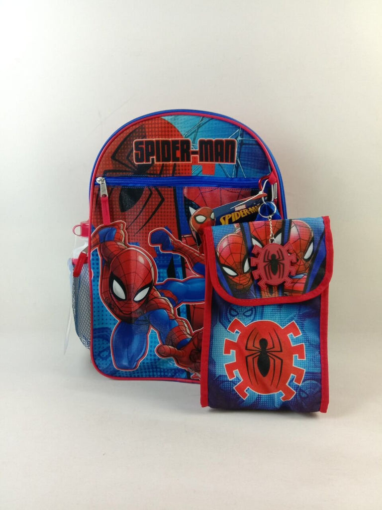 Spiderman Backpack, Lunch Bag, Water Bottle 5-Piece Combo Set