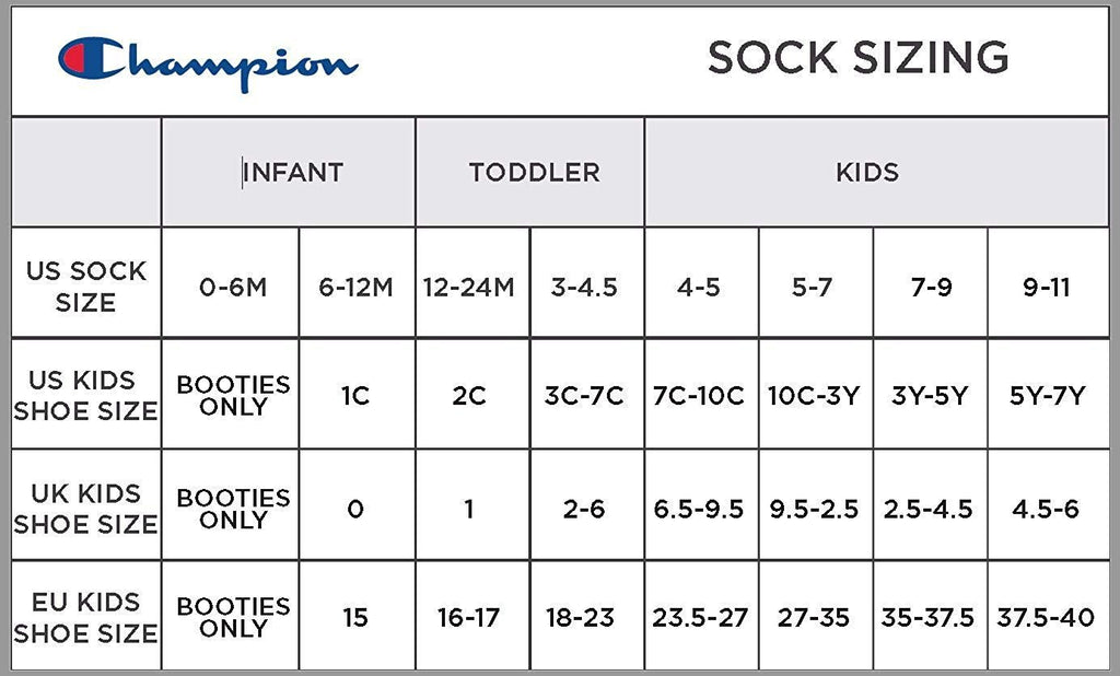 Champion Kids' Big 6-Pack Socks in Quarter or Low Cut, Oxford Gray, 9-11