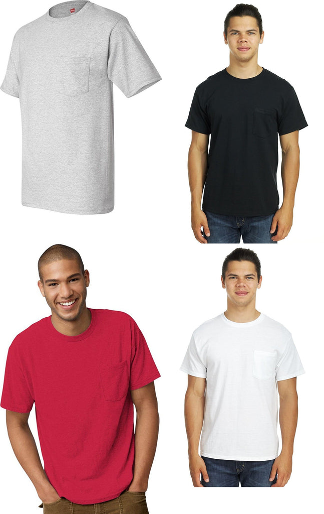 Hanes Men's Pocket T-shirts 3-PACK 50/50 ComfortBlend EcoSmart Pocket Tee