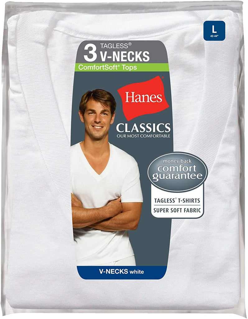 Hanes Men's 5-Pack ComfortSoft V-Neck Tee