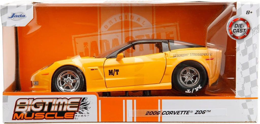 Big Time Muscle 1:24 2006 Chevy Corvette Z06 Die-Cast Car, Toys for Kids and Adults (Yellow)