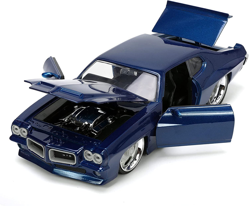 Big Time Muscle 1:24 1971Pontiac GTO Die-cast Car Dark Blue, Toys for Kids and Adults