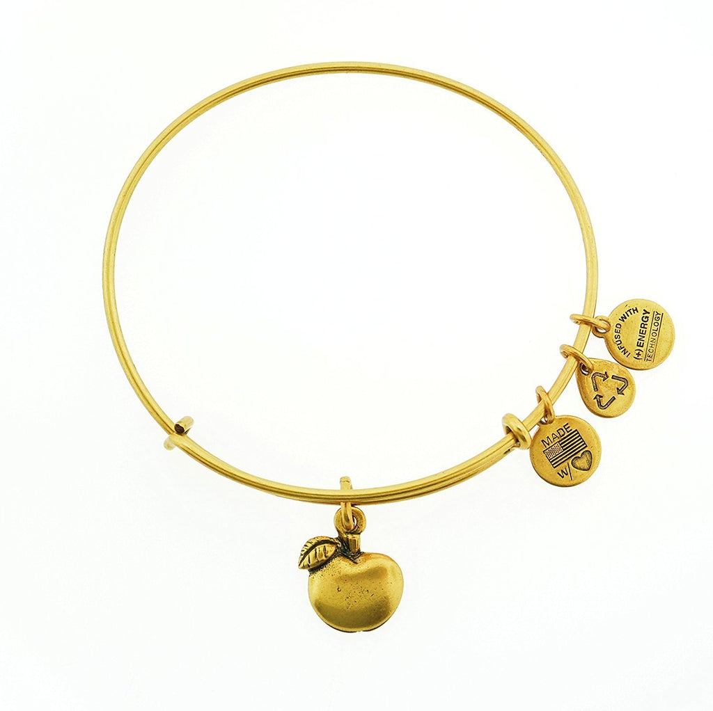 Alex and Ani Women's Apple Of Abundance Charm Bangle Russian Gold Finish Bracelet