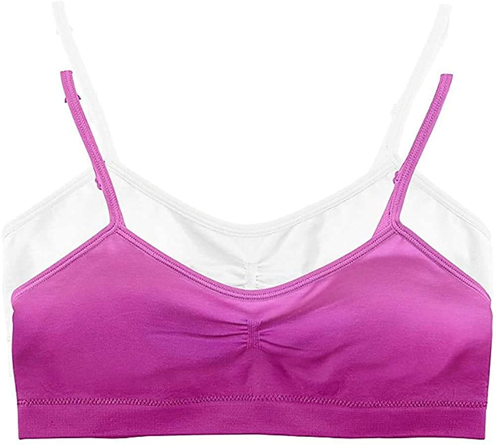 Hanes Girls Bra Seamless Molded Cup Wirefree Plum/White Large