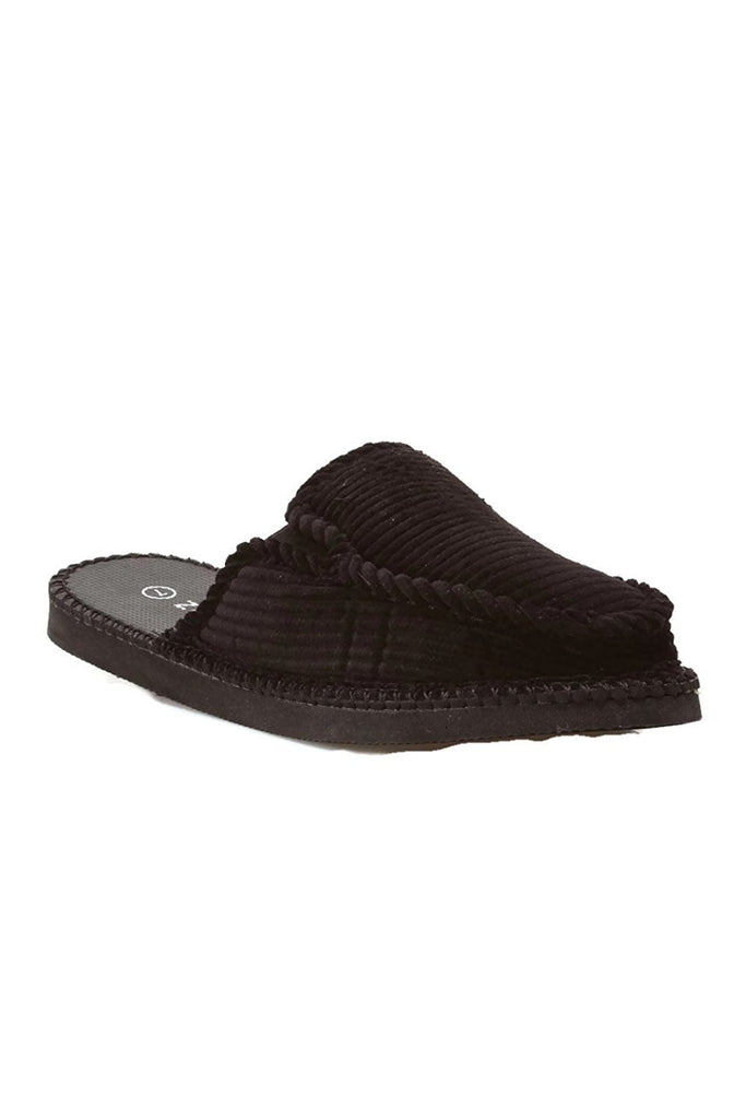 Zig Zag Mens Black Corduroy Slippers