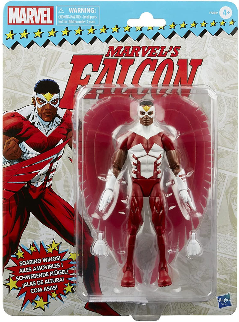 Marvel Legends Series Falcon 6-inch Retro Packaging Action Figure Toy, 3 Accessories