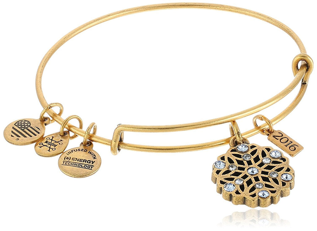 Alex and Ani 2016 Snowflake Expandable Wire Bangle Charm Bracelet