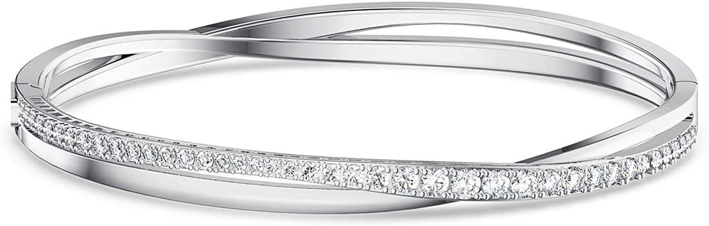 SWAROVSKI Authentic Twist Rows Bracelet, White, Rhodium Plated, Large