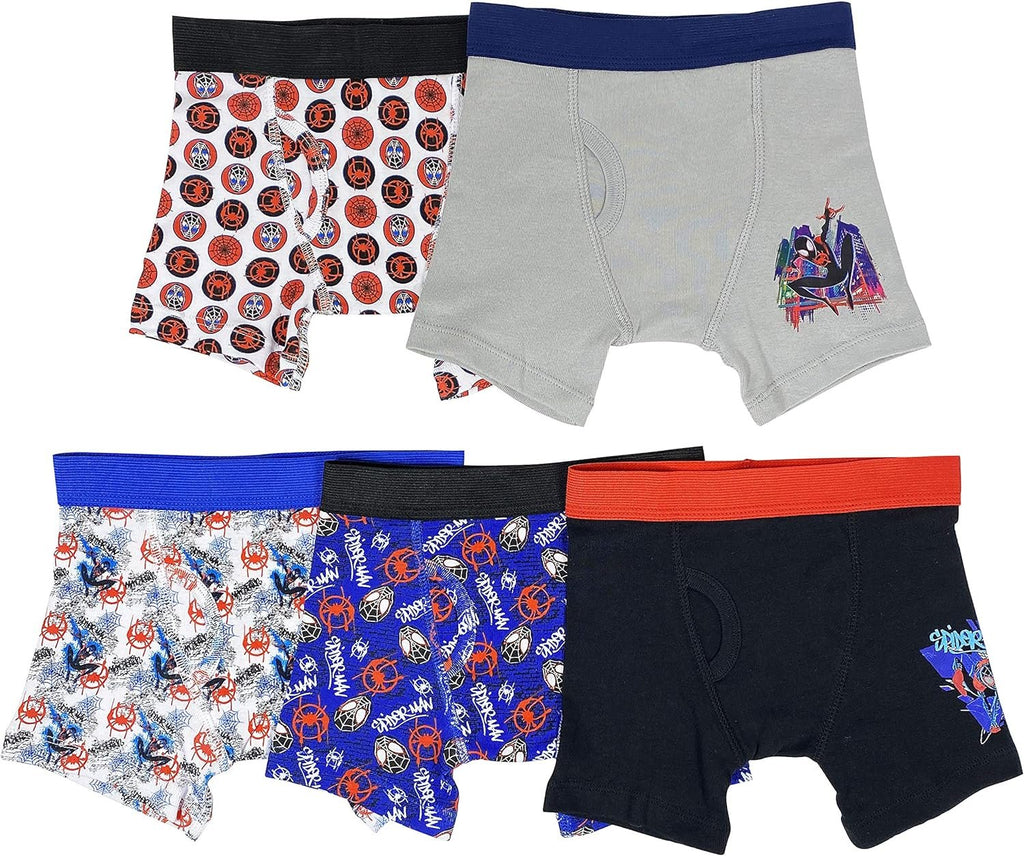 Spiderman Boys' Boxer Brief Multipacks with Multiple Print Choices Available in Sizes 4, 6, 8, 10, and 12