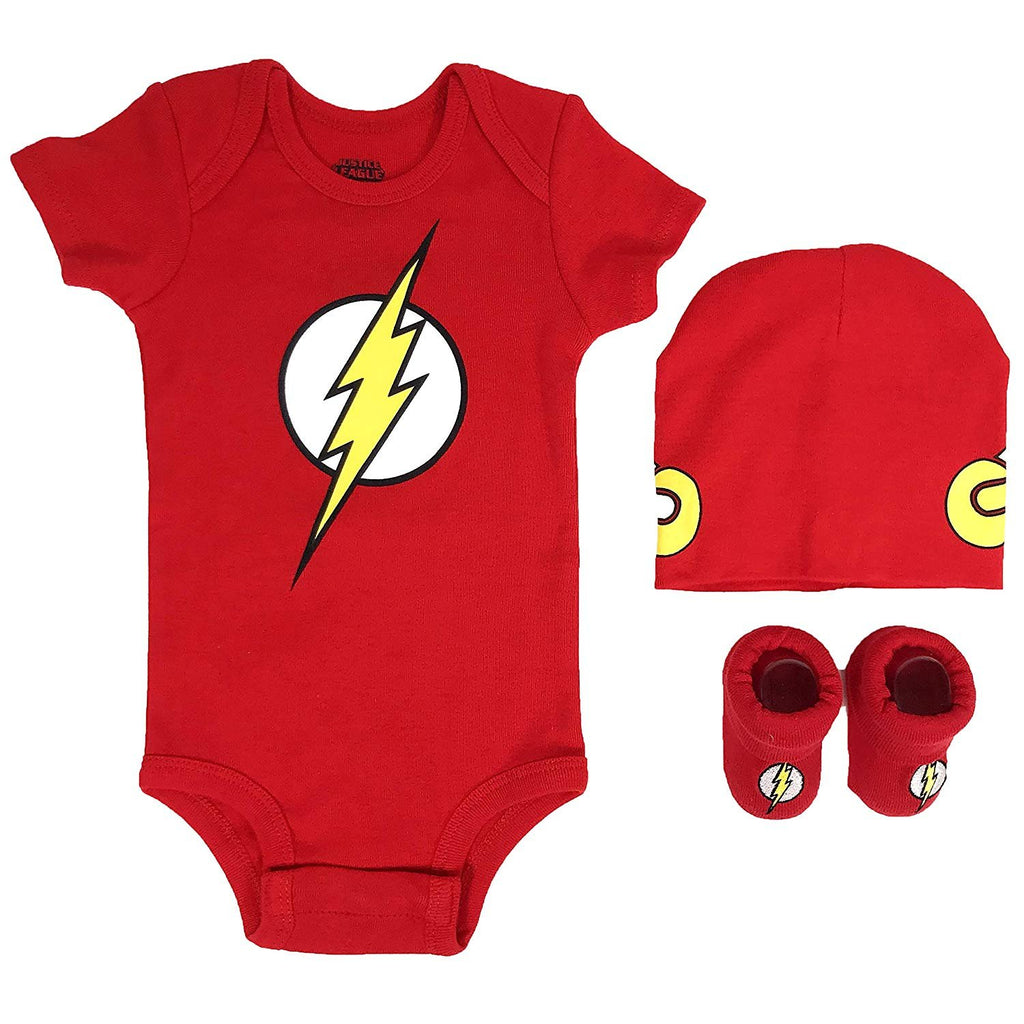 DC Comics Baby Boy's Superman, Wonder Woman, Flash, Batman 3-pc Set in Gift Box Baby Costume