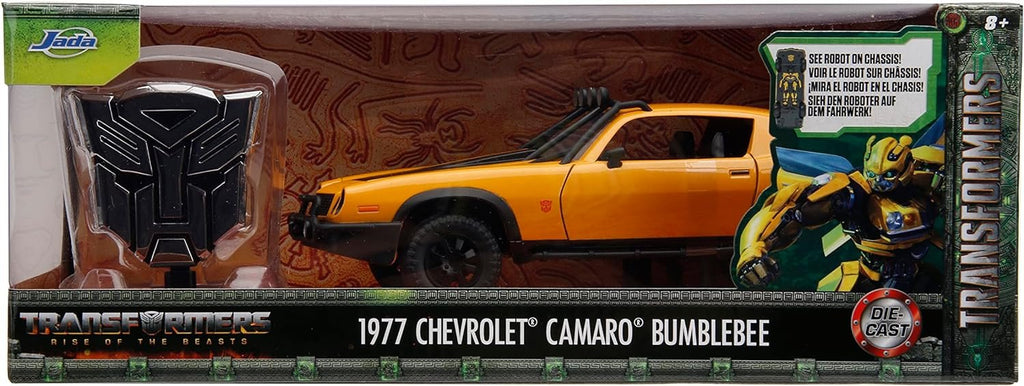 Transformers Rise of The Beast 1:24 1977 Chevy Camaro Bumblebee & Badge Die-Cast Car, Toys for Kids and Adults