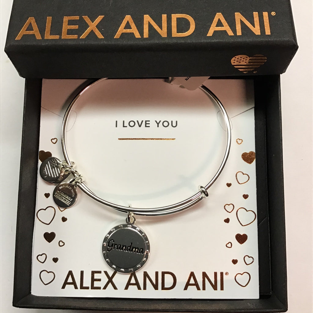 Alex and Ani Because I Love You Grandma IV EWB, SAS, Shiny Antique Silver, Expandable (A20BILY06SAS)