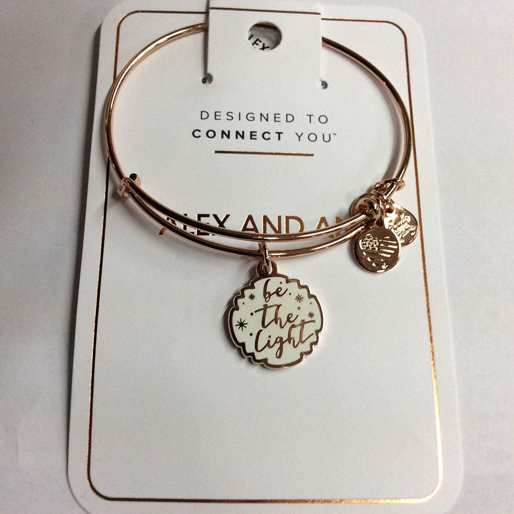 Alex and Ani Be The Light Bangle Bracelet Shiny Rose Gold One Size