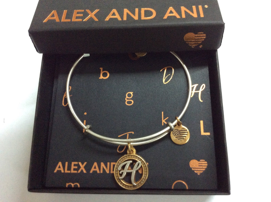 Alex and Ani Women's Initial H Charm Bangle