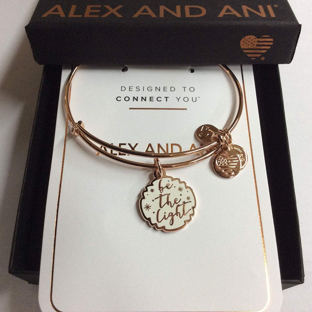 Alex and Ani Be The Light Bangle Bracelet Shiny Rose Gold One Size