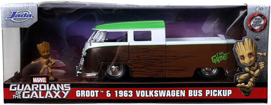 Jada Toys Marvel Guardians of the Galaxy Groot & 1963 Bus Pickup 1:24 die-cast vehicle with figure (31202)