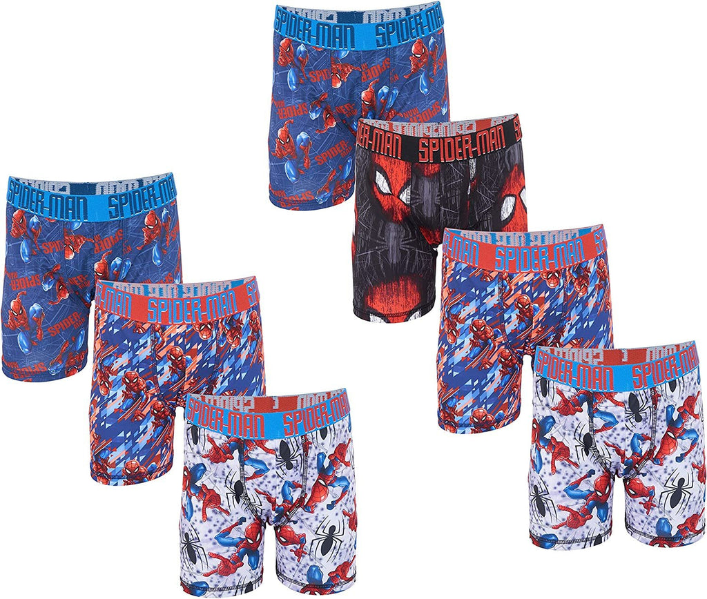 Spiderman Boys' 5 100% Cotton Or 7-pk Polyblend Boxer Briefs in Sizes 4, 6, 8, 10, and 12