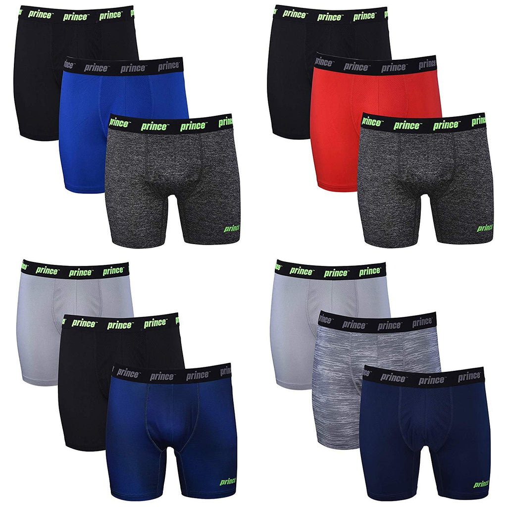Prince Mens Performance Boxer Briefs - 12-Pack Athletic Fit Breathable Tagless Underwear