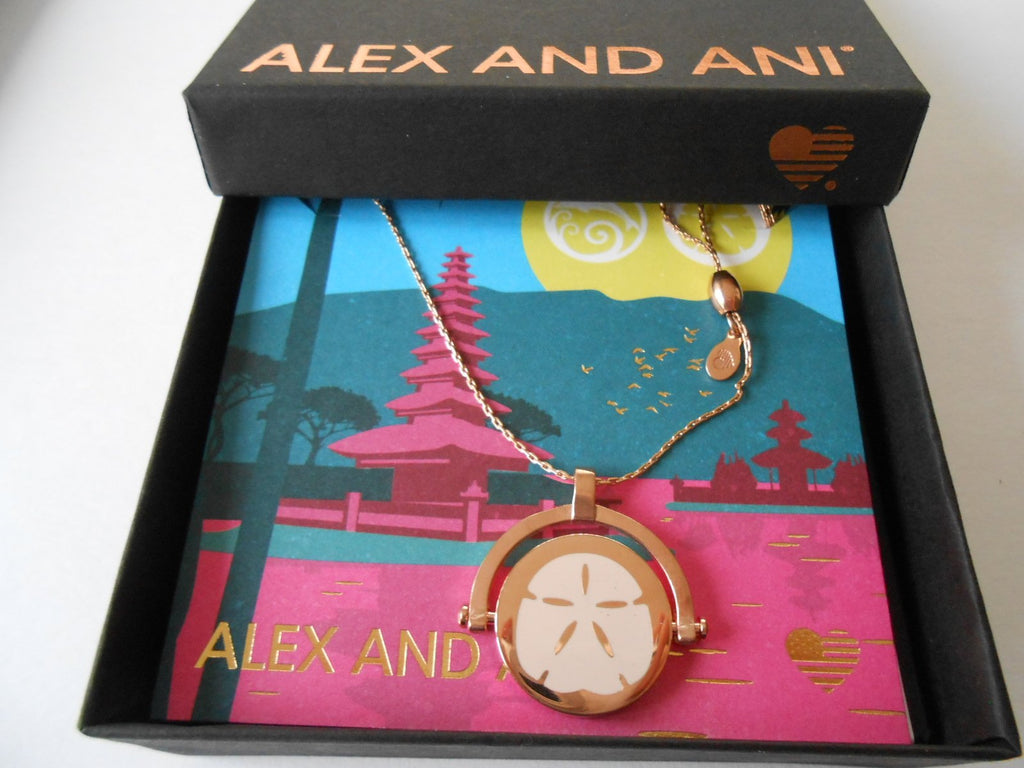 Alex and Ani Women's Color Infusion, Dolphin & Sand Dollar Necklace, Shiny Rose, Expandable