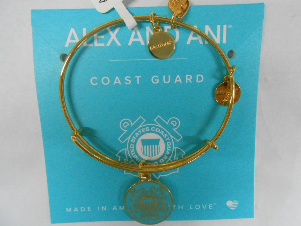 Alex and Ani US COAST GUARD Expandable Bangle Bracelet Yellow Gold Finish NWTBC