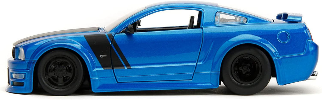 2006 GT Blue Metallic with Matt Black Hood and Stripes Bigtime Muscle Series 1/24 Diecast Model Car by Jada 34195