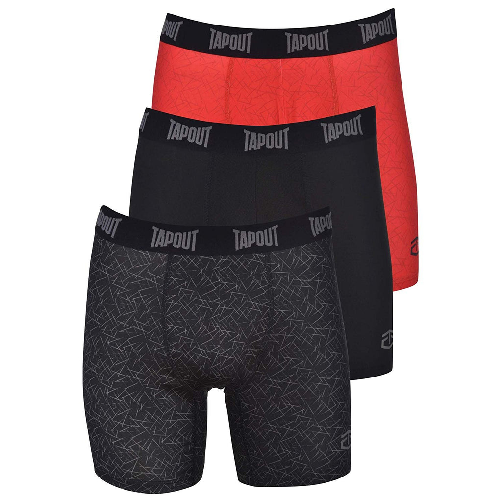 TapouT Mens Performance Boxer Briefs - 3-Pack Stretch Performance Training Underwear Breathable Athletic Fit No Fly