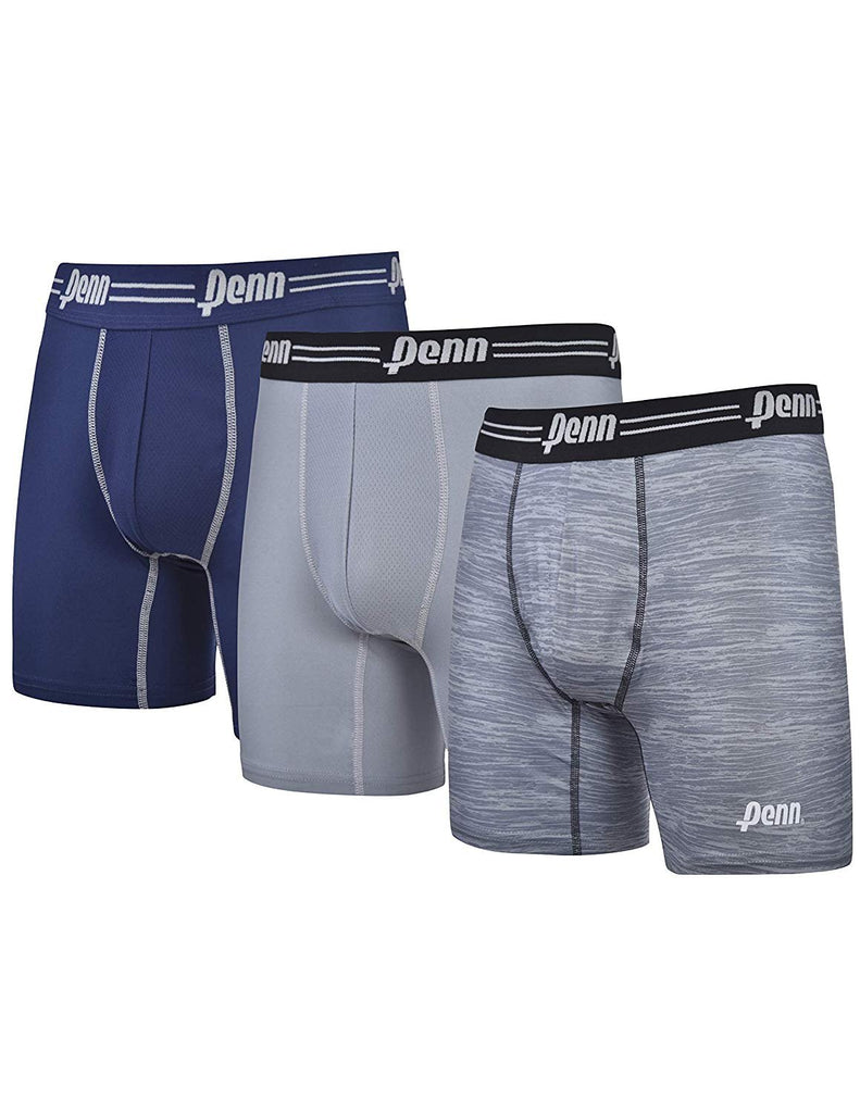 Penn Mens Performance Boxer Briefs - 3 Pack Athletic Fit Tag Free Breathable Underwear S-XXL
