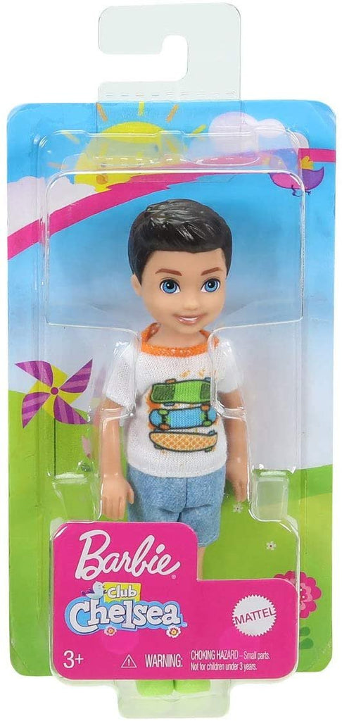 Barbie Club Chelsea Boy Doll (6-inch Brunette) with Skateboard Shirt and Shorts