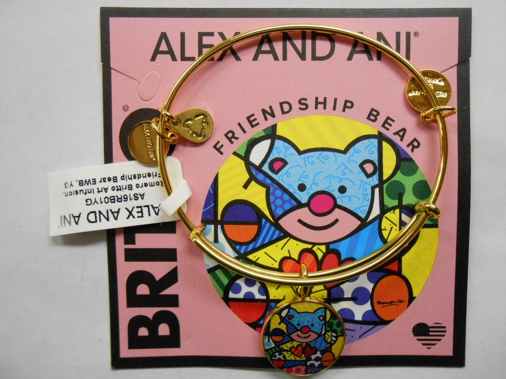 Alex and Ani Art Infusion Necklace Charm | Romero Britto (Gold-Friendship Bear)