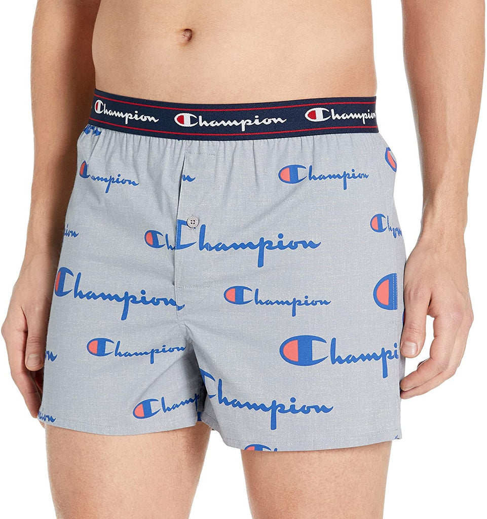 Champion Men's Script Print Stretch Woven Boxer