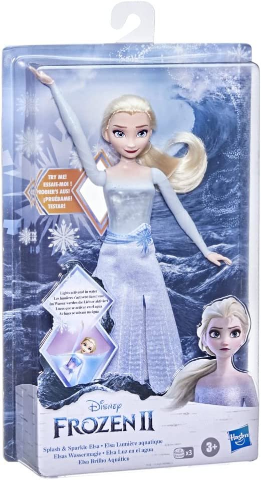 Disney Frozen 2 Splash and Sparkle Elsa Doll, Light-up Water Toy for Girls 3 and Up