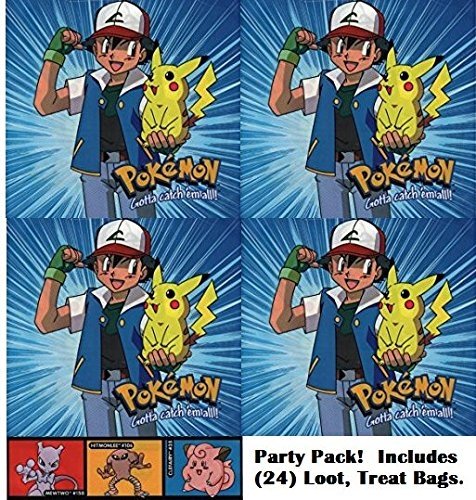 Pokemon party favor bags (24 count). Great for loot bags, treat bags, birthday parties