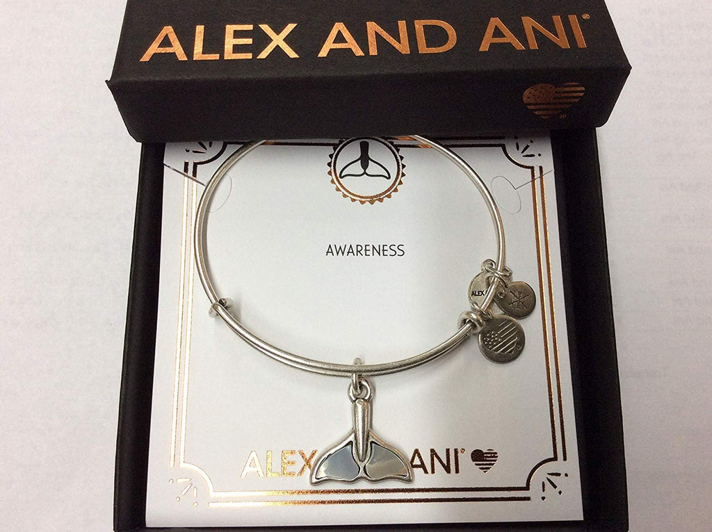 Alex and Ani Whale Tail Bangle Bracelet Rafaelian Silver NWTBC