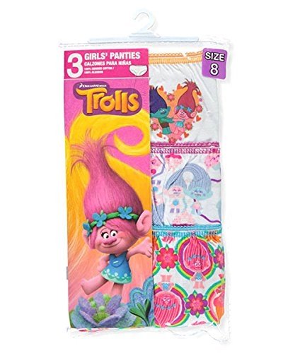 Dreamworks Trolls 3-Pack Girl Panties Underwear Poppy Branch Guy Diamond Satin & Chenille