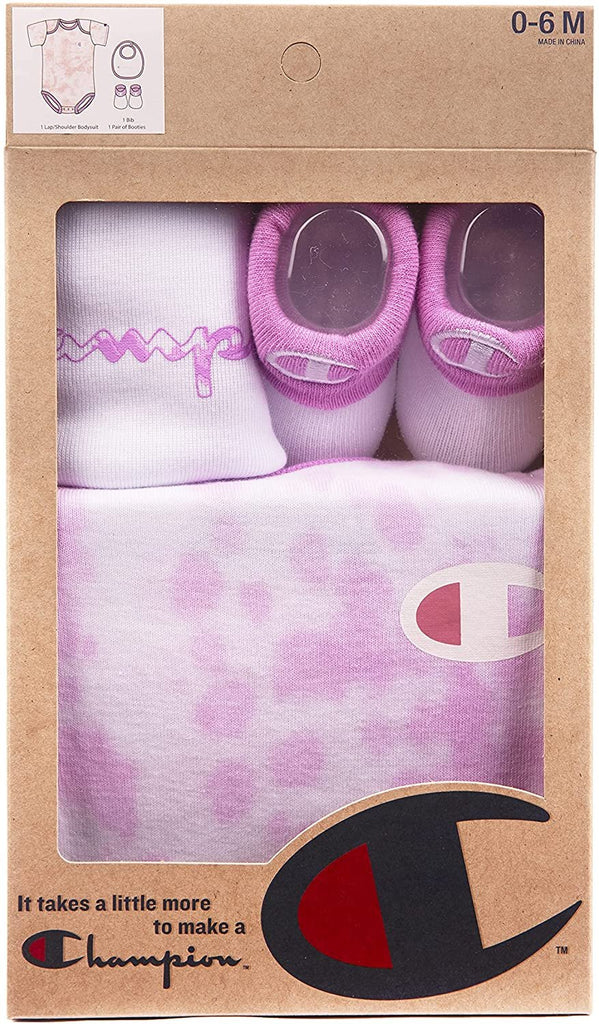 Champion Infant 3-Piece Box Set Includes Body Suit, bib or hat and Booties