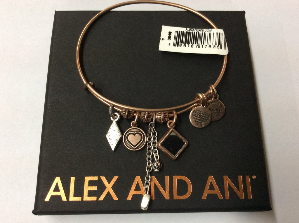 Alex and Ani Women's Love Cluster Charm Bangle Two Tone, Rafaelian Rose Gold