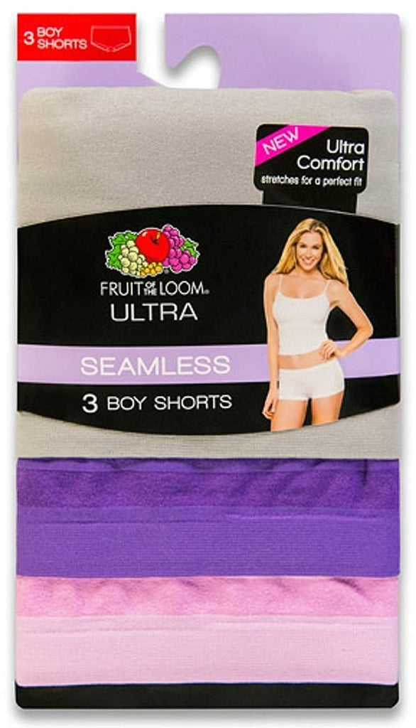 Fruit of the Loom Ultra Comfort Women`s 3-Pack Seamless Boy Shorts