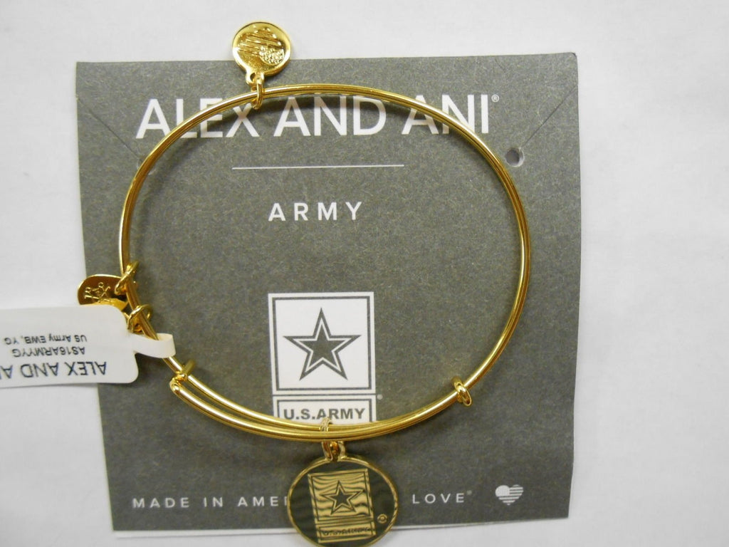 Alex and Ani Armed Forces US Army Expandable Wire Bangle Charm Bracelet